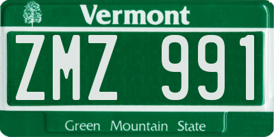 VT license plate ZMZ991