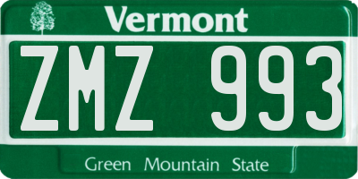 VT license plate ZMZ993