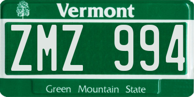 VT license plate ZMZ994
