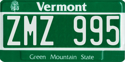 VT license plate ZMZ995