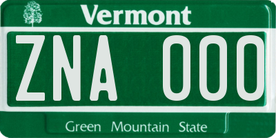 VT license plate ZNA000