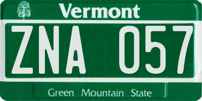 VT license plate ZNA057