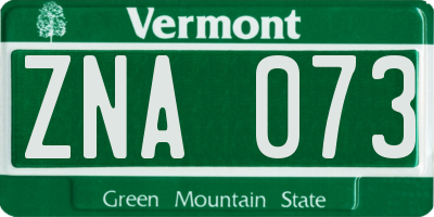 VT license plate ZNA073
