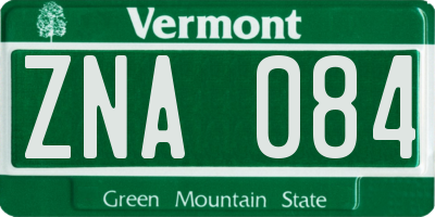 VT license plate ZNA084