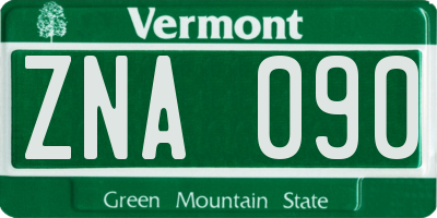 VT license plate ZNA090