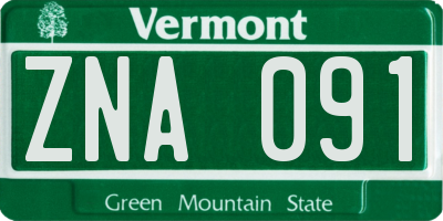 VT license plate ZNA091