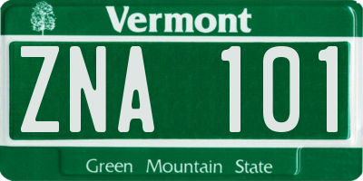 VT license plate ZNA101