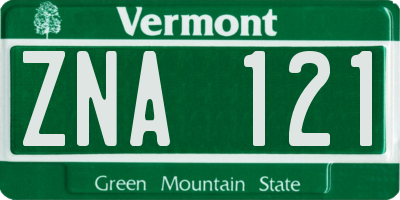 VT license plate ZNA121