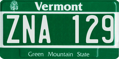 VT license plate ZNA129
