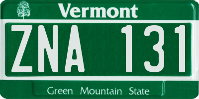 VT license plate ZNA131