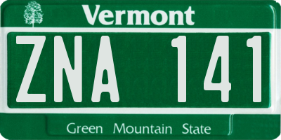 VT license plate ZNA141