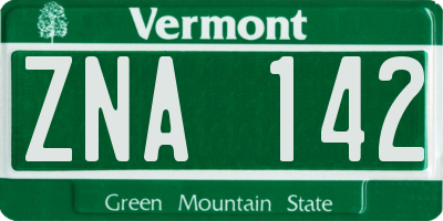 VT license plate ZNA142