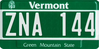 VT license plate ZNA144