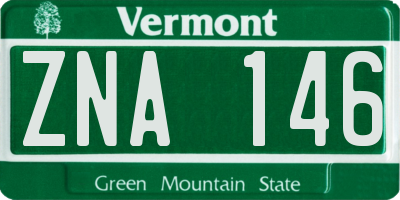 VT license plate ZNA146