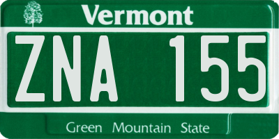 VT license plate ZNA155