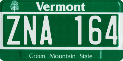 VT license plate ZNA164