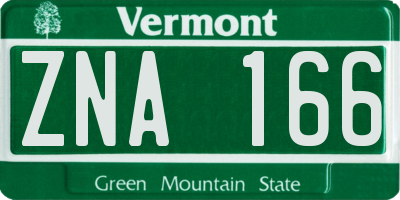VT license plate ZNA166