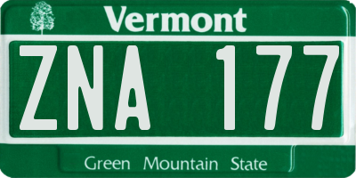 VT license plate ZNA177