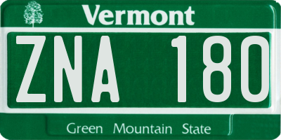 VT license plate ZNA180