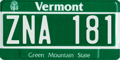 VT license plate ZNA181