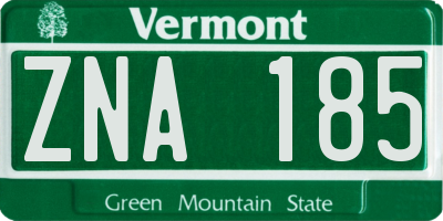 VT license plate ZNA185