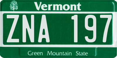 VT license plate ZNA197