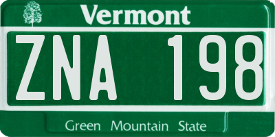 VT license plate ZNA198