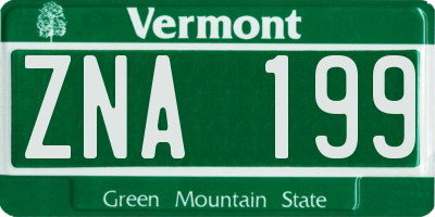 VT license plate ZNA199