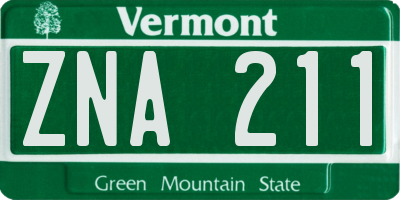 VT license plate ZNA211