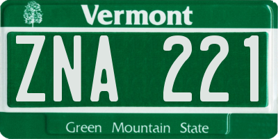 VT license plate ZNA221