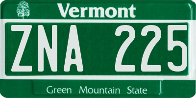 VT license plate ZNA225