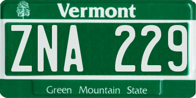 VT license plate ZNA229