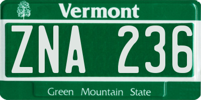 VT license plate ZNA236