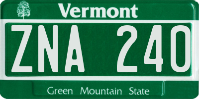 VT license plate ZNA240