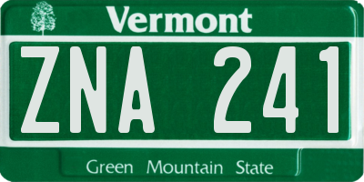 VT license plate ZNA241