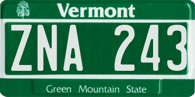 VT license plate ZNA243