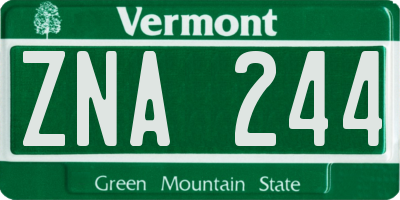 VT license plate ZNA244