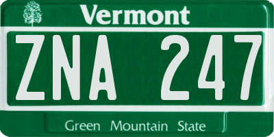 VT license plate ZNA247