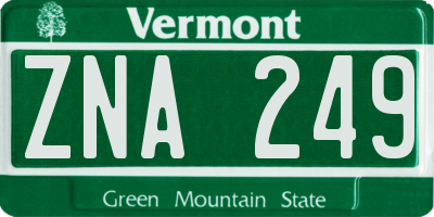 VT license plate ZNA249