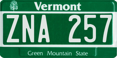 VT license plate ZNA257