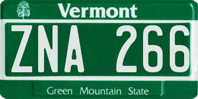 VT license plate ZNA266