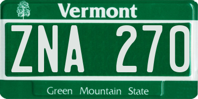 VT license plate ZNA270