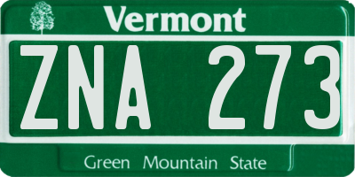 VT license plate ZNA273