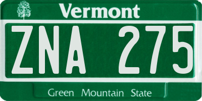 VT license plate ZNA275