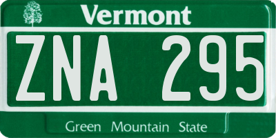 VT license plate ZNA295
