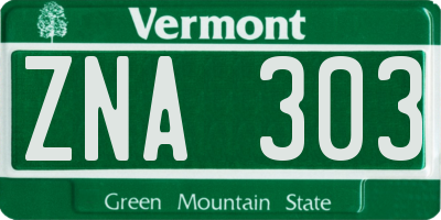 VT license plate ZNA303