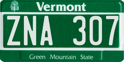 VT license plate ZNA307