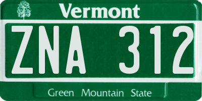 VT license plate ZNA312