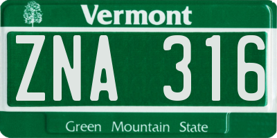 VT license plate ZNA316