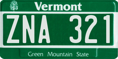 VT license plate ZNA321